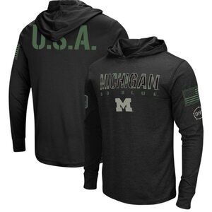 Colosseum Michigan Military Appreciation Long Sleeve Hoodie T-Shirt - 5XT
